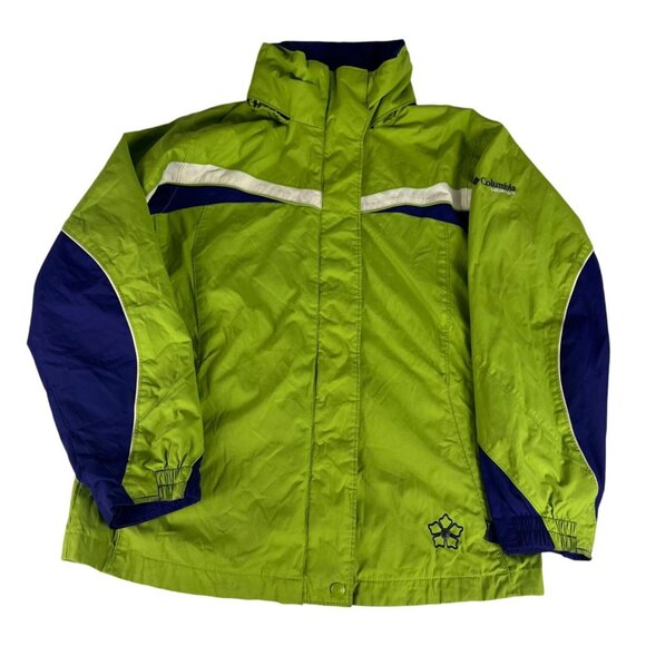 Columbia Vertex Snap Zip Ski Jacket Coat Girls 14-16 Youth Green Blue Winter - Picture 1 of 9
